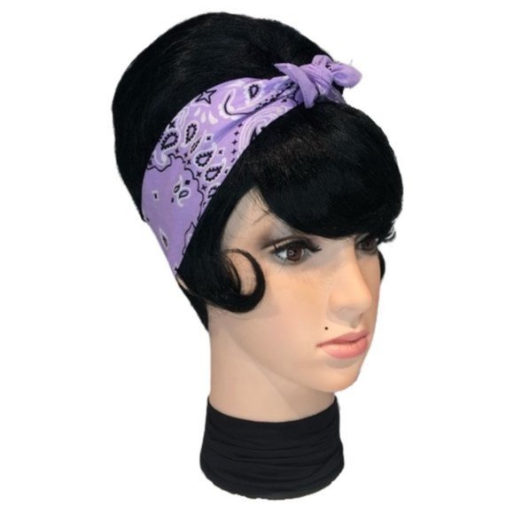 Lavender Paisley Rockabilly Bandana Tie Headband - Picture 4 of 13